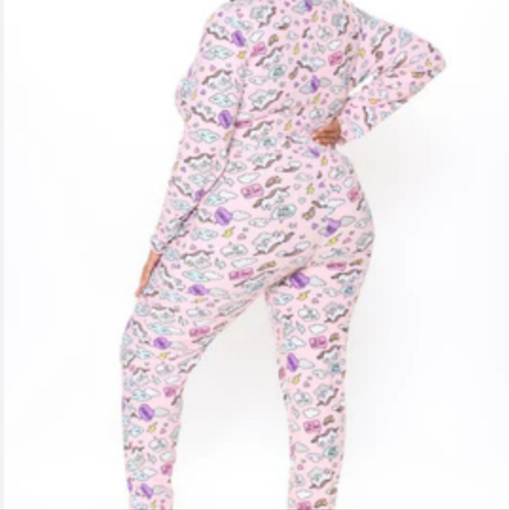 Fashion Nova Miss Unicorn PJ Long Sleeve Romper Onesie Pink Plus Size L - Picture 3 of 13